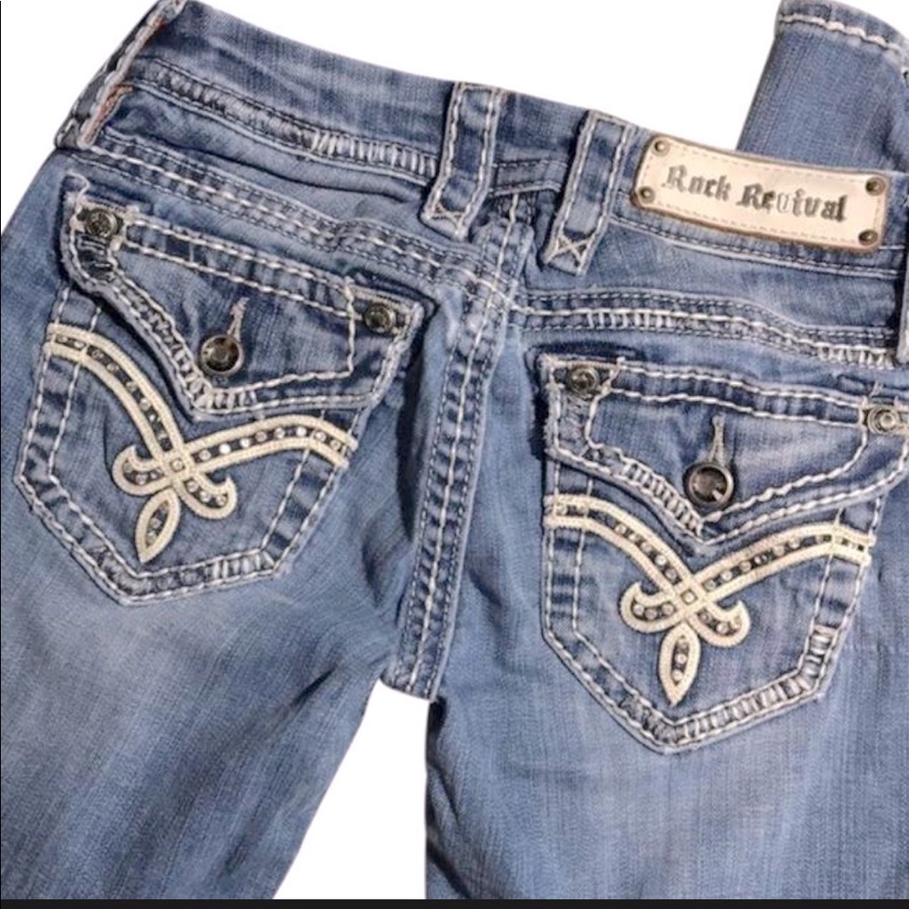 3 pairs of Rock Revival jeans , like new.